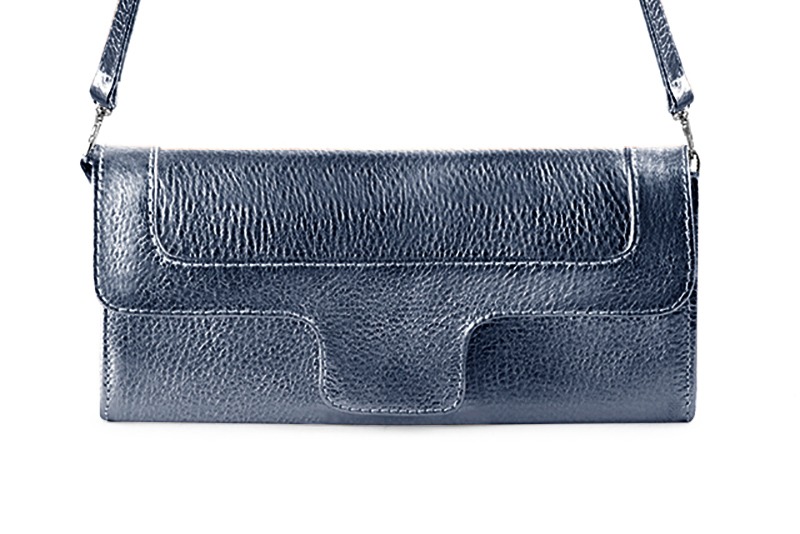 Denim blue women's dress clutch, for weddings, ceremonies, cocktails and parties. Profile view - Florence KOOIJMAN